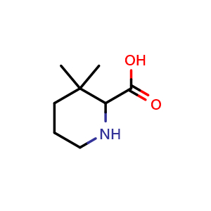Chemical structure of 3,3-Dimethyl-piperidine-2-carboxylic acid , CAS 129769-02-4, AChemBlock K12407
