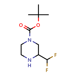 Chemical structure of tert-butyl 3-(Difluoromethyl)piperazine-1-carboxylate , CAS 1240621-52-6, AChemBlock K12454