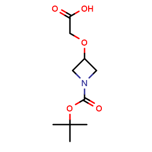 Chemical structure of 3-Carboxymethoxy-azetidine-1-carboxylic acid tert-butyl ester , CAS 889952-83-4, AChemBlock K12470