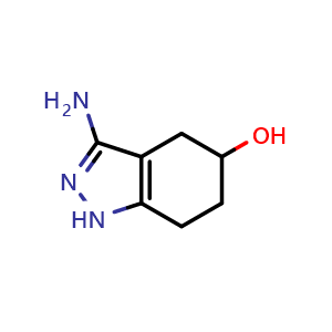 Chemical structure of 3-amino-4,5,6,7-tetrahydro-1H-indazol-5-ol , CAS 2161344-42-7, AChemBlock K13428