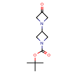 Chemical structure of tert-butyl 3-oxo-[1,3'-biazetidine]-1'-carboxylate , CAS 1936106-02-3, AChemBlock K13443