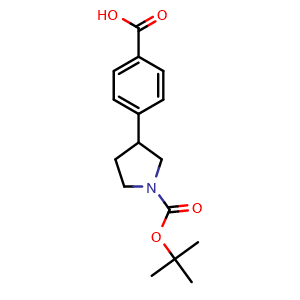 Chemical structure of 4-(1-(tert-butoxycarbonyl)pyrrolidin-3-yl)benzoic acid , CAS 222987-24-8, AChemBlock K13451