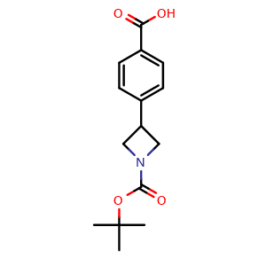 Chemical structure of 4-(1-(tert-butoxycarbonyl)azetidin-3-yl)benzoic acid , CAS 908334-10-1, AChemBlock K13453