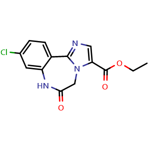 Chemical structure of ethyl 9-chloro-6-oxo-6,7-dihydro-5H-benzo[f]imidazo[1,2-d][1,4]diazepine-3-carboxylate , CAS 2231673-17-7, AChemBlock K13455