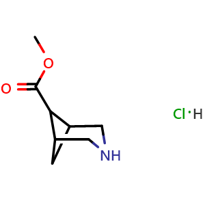 Chemical structure of Methyl 3-azabicyclo-[3.1.1]heptan-6-carboxylate hydrochloride , CAS 1389264-36-1, AChemBlock K16155