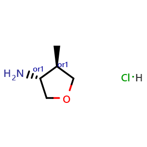 Chemical structure of Trans-4-methyltetrahydrofuran-3-amine hydrochloride , CAS 2853616-47-2, AChemBlock K16164