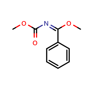 Chemical structure of Methyl (E)-N-(methoxycarbonyl)benzimidate , CAS 95064-54-3, AChemBlock K16198
