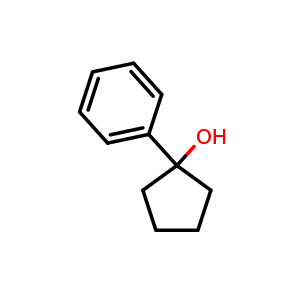Chemical structure of 1-phenylcyclopentan-1-ol , CAS 10487-96-4, AChemBlock K16207