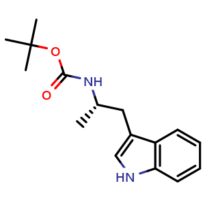 Chemical structure of tert-butyl (S)-(1-(1H-indol-3-yl)propan-2-yl)carbamate , CAS 2407529-29-5, AChemBlock K16210