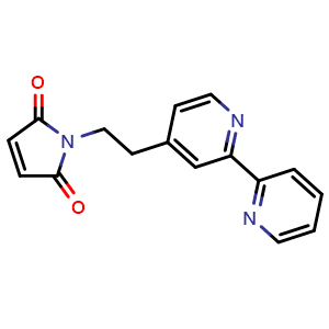 Chemical structure of 1-(2-([2,2'-Bipyridin]-4-yl)ethyl)-1H-pyrrole-2,5-dione , CAS 1207949-63-0, AChemBlock K16225