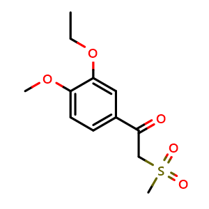 Chemical structure of 1-(3-Ethoxy-4-methoxyphenyl)-2-(methylsulfonyl)ethanone , CAS 1450657-28-9, AChemBlock K16234
