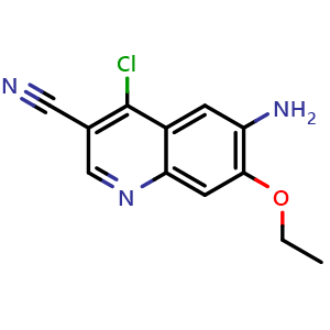 Chemical structure of 6-Amino-4-chloro-7-ethoxyquinoline-3-carbonitrile , CAS 848133-87-9, AChemBlock K16254
