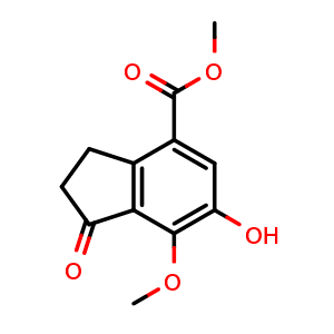 Chemical structure of methyl 6-hydroxy-7-methoxy-1-oxo-2,3-dihydro-1H-indene-4-carboxylate , AChemBlock K16271
