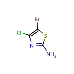 Chemical structure of 5-bromo-4-chloro-thiazol-2-amine , CAS 1174132-80-9, AChemBlock K16272