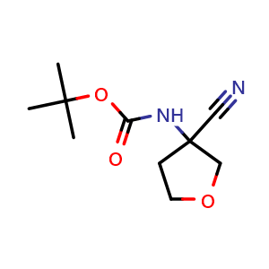 Chemical structure of tert-Butyl n-(3-cyanooxolan-3-yl)carbamate , CAS 1429777-52-5, AChemBlock L13062