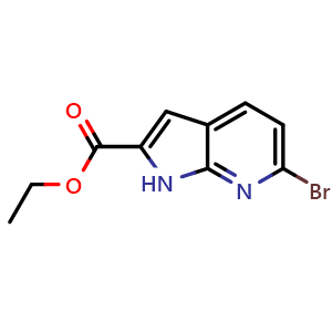 Chemical structure of Ethyl 6-bromo-1H-pyrrolo[2,3-b]pyridine-2-carboxylate , CAS 577711-94-5, AChemBlock L13078