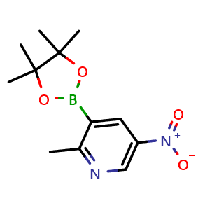Chemical structure of 2-Methyl-5-nitro-3-(tetramethyl-1,3,2-dioxaborolan-2-yl)pyridine , CAS 1008138-66-6, AChemBlock L13079
