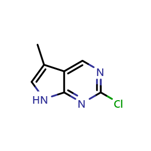 Chemical structure of 2-Chloro-5-methyl-7H-pyrrolo[2,3-d]pyrimidine , CAS 909562-81-8, AChemBlock L13086