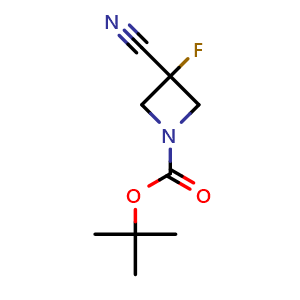 Chemical structure of tert-Butyl 3-cyano-3-fluoroazetidine-1-carboxylate , CAS 1788041-57-5, AChemBlock L13087