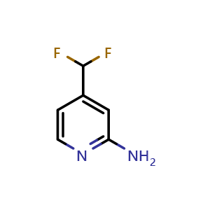 Chemical structure of 4-(Difluoromethyl)pyridin-2-amine , CAS 1346536-47-7, AChemBlock L13093