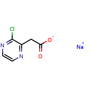 Chemical structure of Sodium 2-(3-chloropyrazin-2-yl)acetic acid , CAS 1845706-45-7, AChemBlock L13128