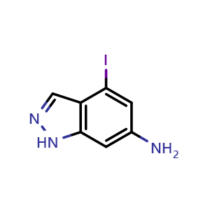 Chemical structure of 4-Iodo-1H-indazol-6-amine , CAS 885519-88-0, AChemBlock L13132