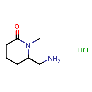 Chemical structure of 6-(Aminomethyl)-1- methyl-2-piperidinone hydrochloride , CAS 1788044-00-7, AChemBlock L13186