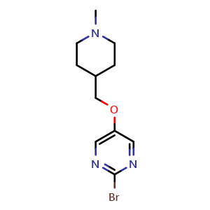 Chemical structure of 2-Bromo-5-(1-methyl-piperidin-4-ylmethoxy)pyrimidine , CAS 1419101-22-6, AChemBlock L13226