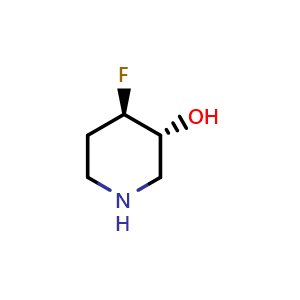 Chemical structure of Trans-4-fluoro-3-piperidinol , CAS 955082-94-7, AChemBlock L13235