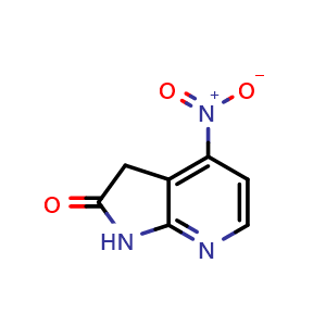 Chemical structure of 4-Nitro-1H,2H,3H-pyrrolo[2,3-b]pyridin-2-one , CAS 1638763-65-1, AChemBlock L13253