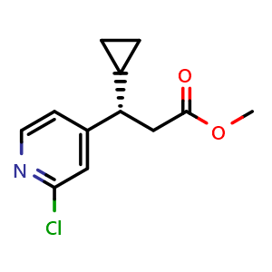 Chemical structure of Methyl (3S)-3-(2-chloropyridin-4-yl)-3-cyclopropylpropanoate , CAS 1788058-39-8, AChemBlock L13310