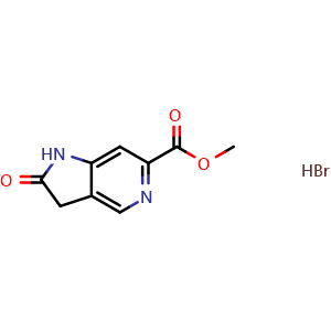 Chemical structure of Methyl 2-oxo-1H,2H,3H-pyrrolo[3,2-c]pyridine-6-carboxylate hydrobromide , CAS 1788054-72-7, AChemBlock L13314