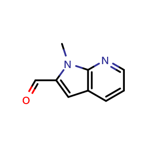 Chemical structure of 1-Methyl-1H-pyrrolo[2,3-b]pyridine-2-carbaldehyde , CAS 1368111-06-1, AChemBlock L13359