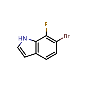 Chemical structure of 6-Bromo-7-fluoro-1H-indole , CAS 936901-94-9, AChemBlock L13376