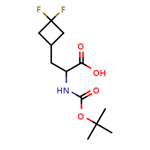 Chemical structure of 2-((tert-butoxycarbonyl)amino)-3-(3,3-difluorocyclobutyl)propanoic acid , CAS 681128-43-8, AChemBlock L13384