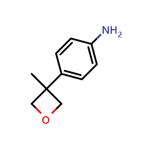 Chemical structure of 4-(3-Methyloxetan-3-yl)aniline , CAS 1225380-12-0, AChemBlock L13420