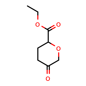 Chemical structure of Ethyl 5-oxooxane-2-carboxylate , CAS 1408075-77-3, AChemBlock L13427