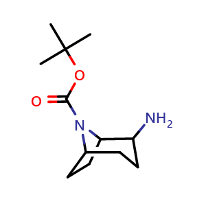 Chemical structure of 8-Boc-8-azabicyclo[3.2.1]octan-2-amine , CAS 1419101-50-0, AChemBlock L13432