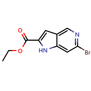 Chemical structure of Ethyl 6-bromo-1H-pyrrolo[3,2-c]pyridine-2-carboxylate , CAS 1788041-67-7, AChemBlock L13466