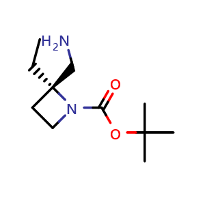 Chemical structure of tert-Butyl (2S)-2-(aminomethyl)-2-ethylazetidine-1-carboxylate , CAS 1630815-45-0, AChemBlock L13477