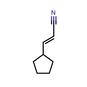 Chemical structure of 3-Cyclopentylprop-2-enenitrile , CAS 591769-05-0, AChemBlock L13509