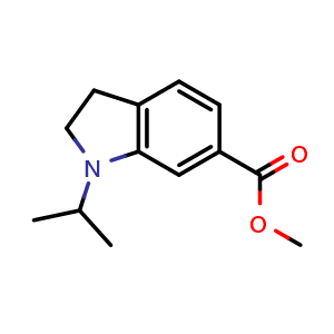 Chemical structure of Methyl 1-(propan-2-yl)-2,3-dihydro-1H-indole-6-carboxylate , CAS 1788044-05-2, AChemBlock L13542