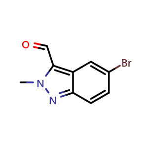 Chemical structure of 5-Bromo-2-methyl-2h-indazole-3-carbaldehyde , CAS 1251023-52-5, AChemBlock L13558