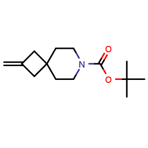 Chemical structure of tert-Butyl 2-methylidene-7-azaspiro[3.5]nonane-7-carboxylate , CAS 1356476-38-4, AChemBlock L13580
