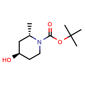 Chemical structure of (Trans)-tert-butyl 4-hydroxy-2-methylpiperidine-1-carboxylate , CAS 152491-46-8, AChemBlock L13588