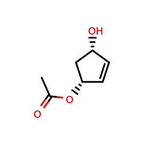 Chemical structure of (1S,4R)-4-Acetoxy-2-cyclopenten-1-ol , CAS 60410-16-4, AChemBlock L13608