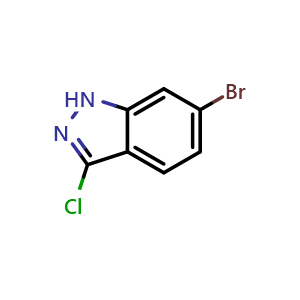 Chemical structure of 6-Bromo-3-chloro-1H-indazole , CAS 885271-78-3, AChemBlock L13625