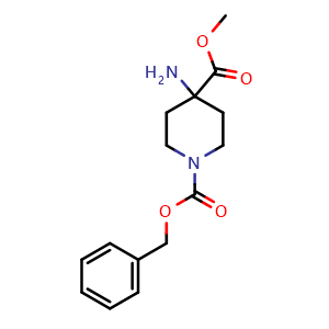 Chemical structure of 1-Benzyl 4-methyl 4-aminopiperidine-1,4-dicarboxylate , CAS 115655-42-0, AChemBlock L13643