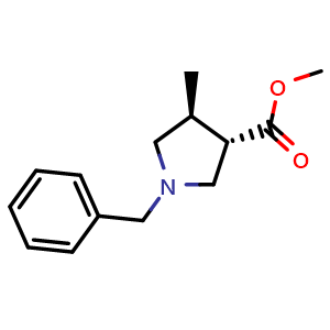 Chemical structure of Methyl (3S,4S)-1-benzyl-4-methylpyrrolidine-3-carboxylate , CAS 181114-98-7, AChemBlock L13649