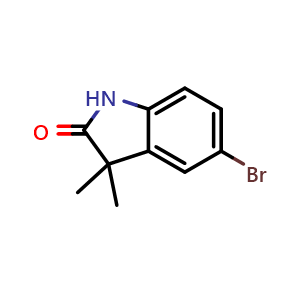Chemical structure of 5-Bromo-3,3-dimethyl-2,3-dihydro-1H-indol-2-one , CAS 120902-45-6, AChemBlock L13663